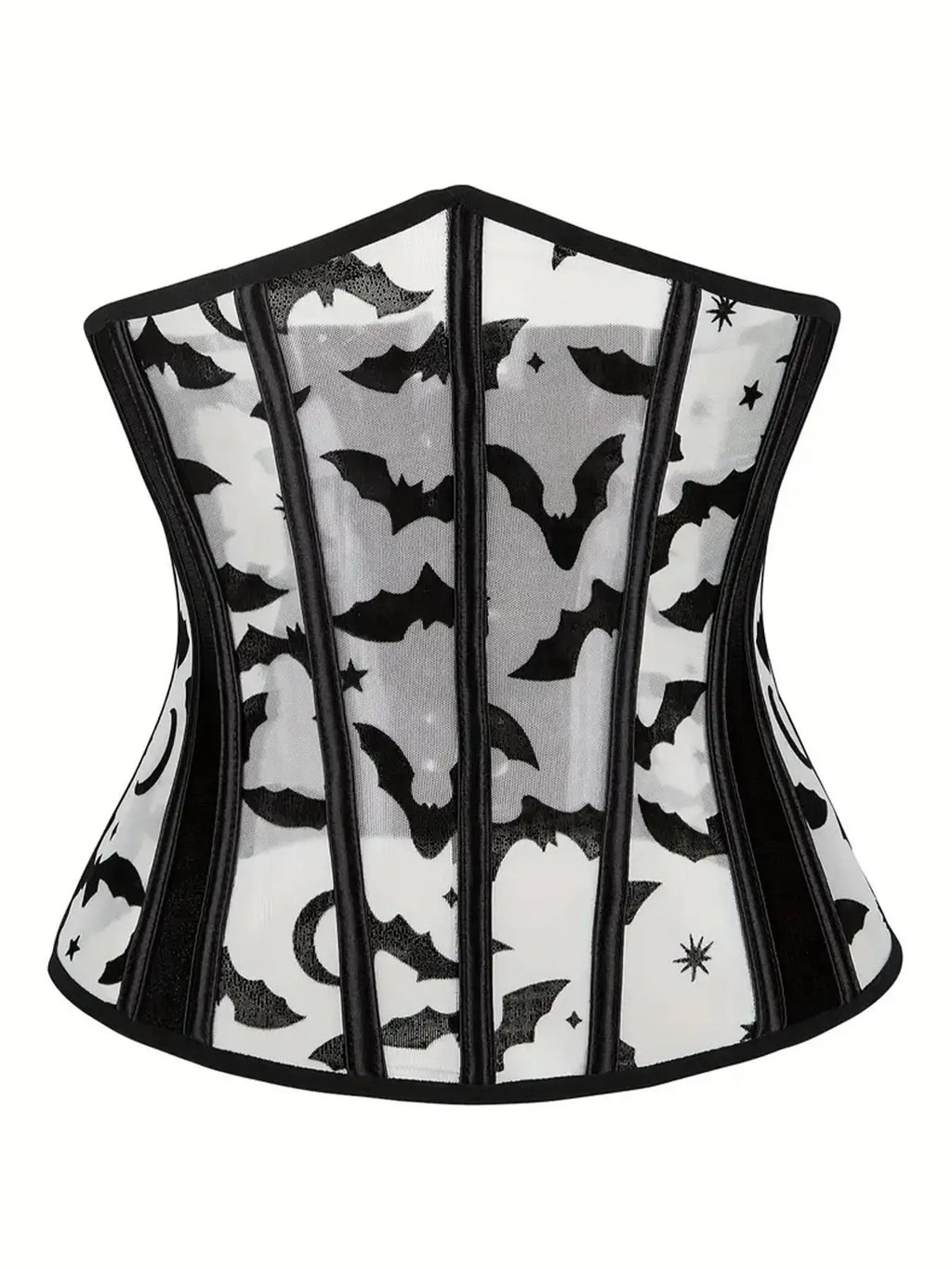 Women'S Bat & Galaxy Print Lace up Sheer Corset Mesh Waist Trainer, Corset Waist Shaping, High Stretch Grommet Eyelet Waist Cincher Belt, Tummy Control Waist Shaper for Women, Halloween, Tummy Control Shapers