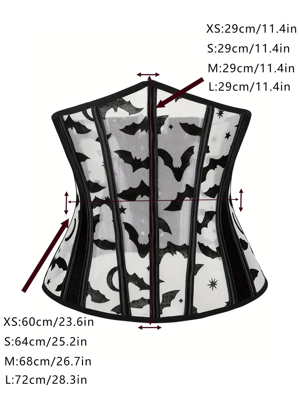Women'S Bat & Galaxy Print Lace up Sheer Corset Mesh Waist Trainer, Corset Waist Shaping, High Stretch Grommet Eyelet Waist Cincher Belt, Tummy Control Waist Shaper for Women, Halloween, Tummy Control Shapers