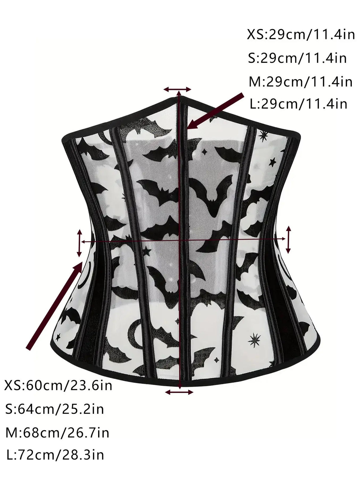 Women'S Bat & Galaxy Print Lace up Sheer Corset Mesh Waist Trainer, Corset Waist Shaping, High Stretch Grommet Eyelet Waist Cincher Belt, Tummy Control Waist Shaper for Women, Halloween, Tummy Control Shapers