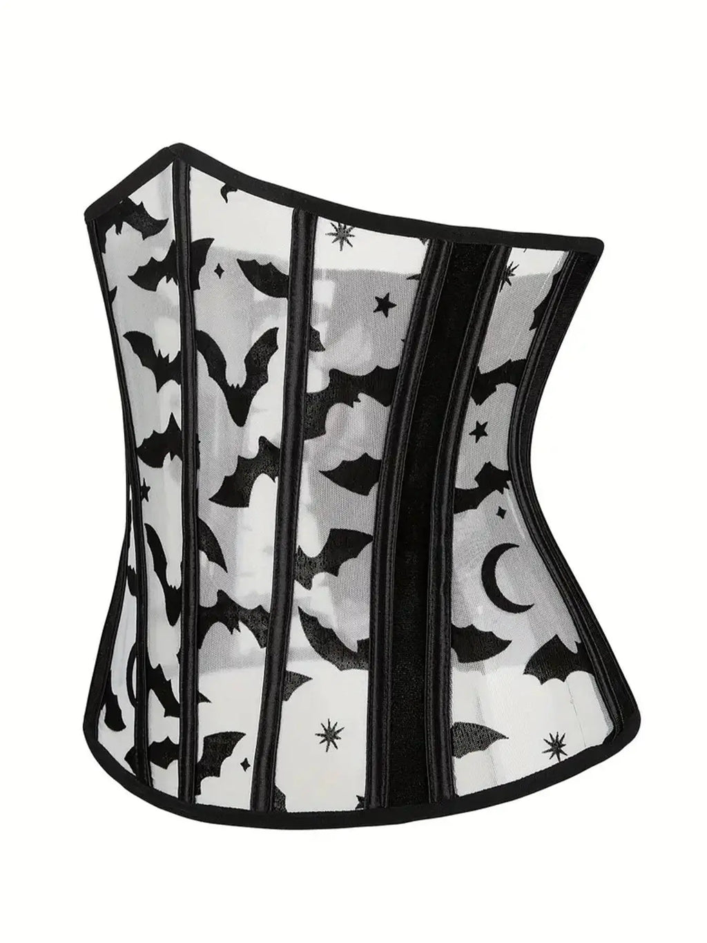 Women'S Bat & Galaxy Print Lace up Sheer Corset Mesh Waist Trainer, Corset Waist Shaping, High Stretch Grommet Eyelet Waist Cincher Belt, Tummy Control Waist Shaper for Women, Halloween, Tummy Control Shapers