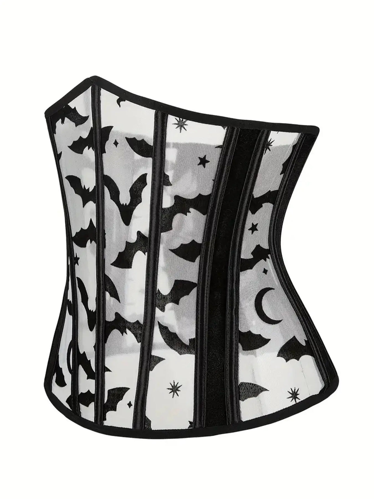 Women'S Bat & Galaxy Print Lace up Sheer Corset Mesh Waist Trainer, Corset Waist Shaping, High Stretch Grommet Eyelet Waist Cincher Belt, Tummy Control Waist Shaper for Women, Halloween, Tummy Control Shapers