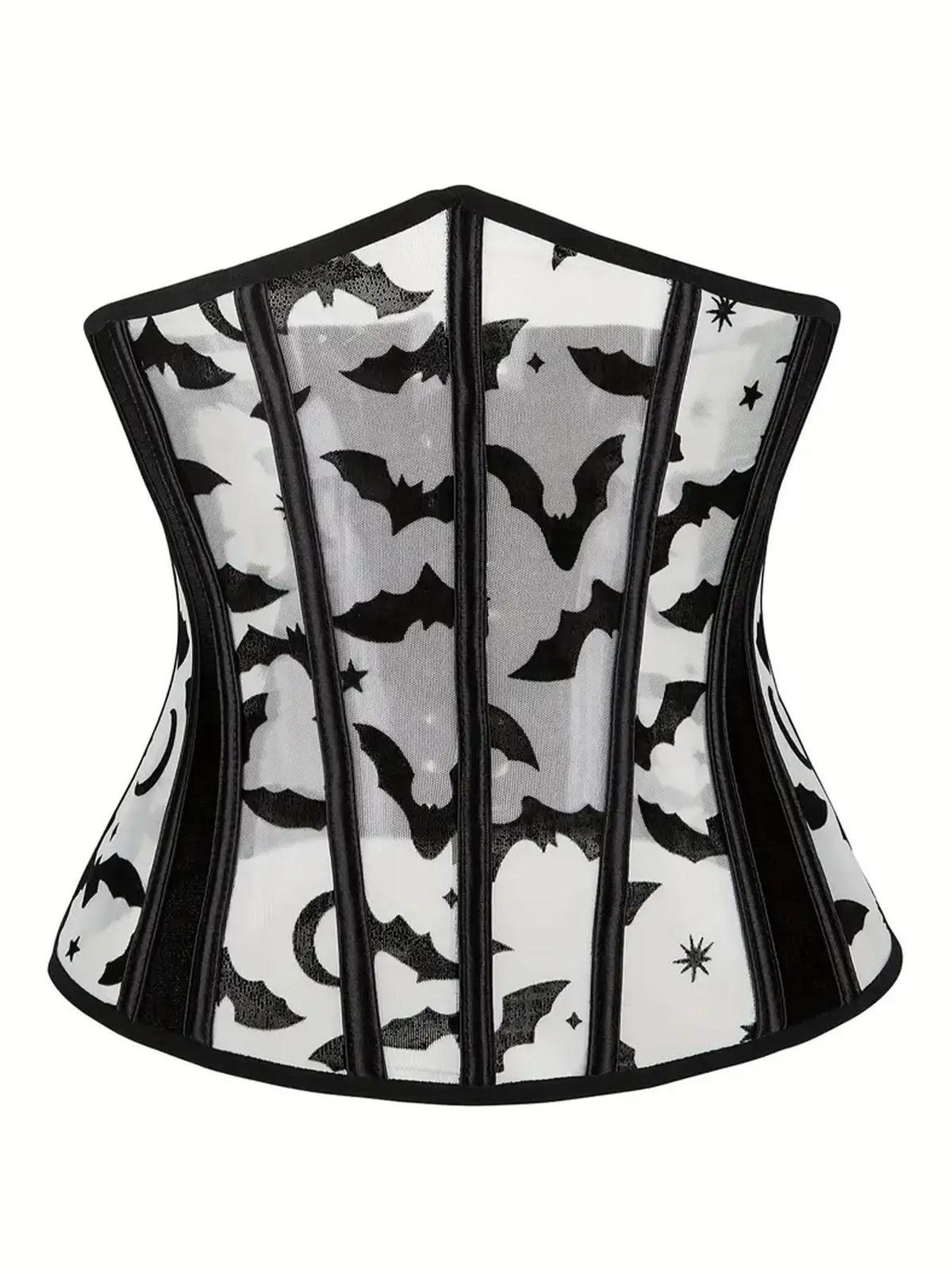 Women'S Bat & Galaxy Print Lace up Sheer Corset Mesh Waist Trainer, Corset Waist Shaping, High Stretch Grommet Eyelet Waist Cincher Belt, Tummy Control Waist Shaper for Women, Halloween, Tummy Control Shapers