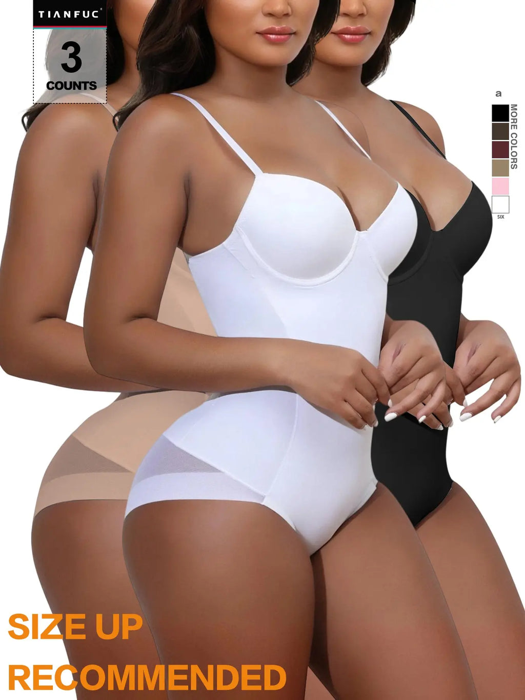 Women's Deep V Shapewear Solid Color Seamless Smooth Tummy Tuck Underwear Bodysuit