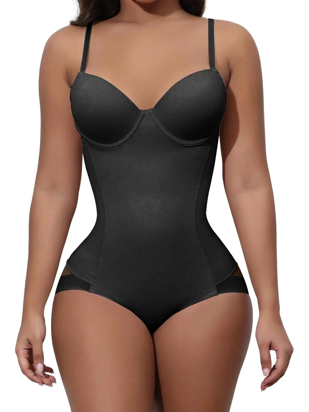 Women's Deep V Shapewear Solid Color Seamless Smooth Tummy Tuck Underwear Bodysuit