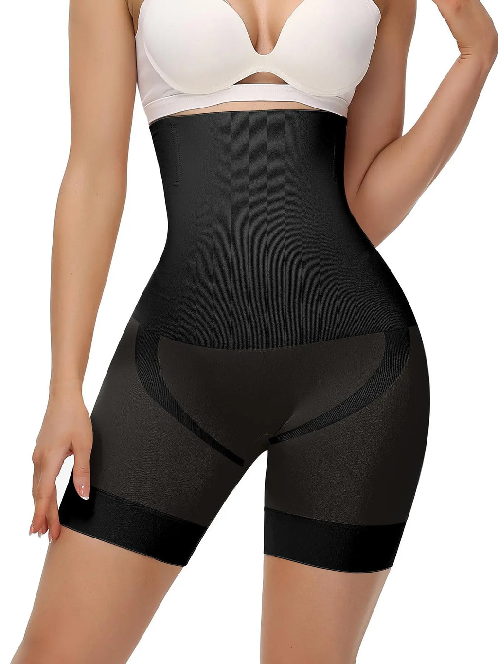 Women's Solid High Waist Shapewear Shorts, Tummy Control Butt Lifting Shapewear Bottoms, High Stretch Seamless for Daily Wear
